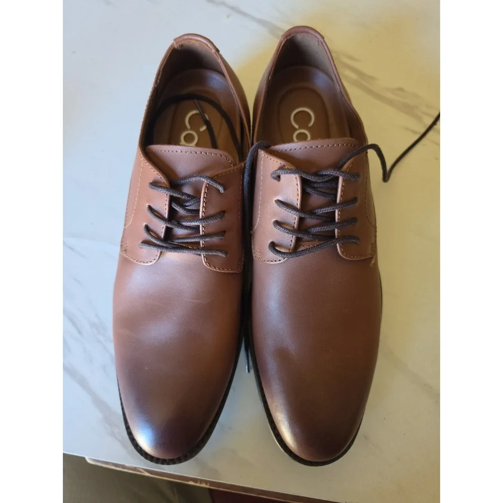 Calvin Klein Men's Carl Smooth Calf Leather Oxford Shoes Brown/Tan Size 7.5